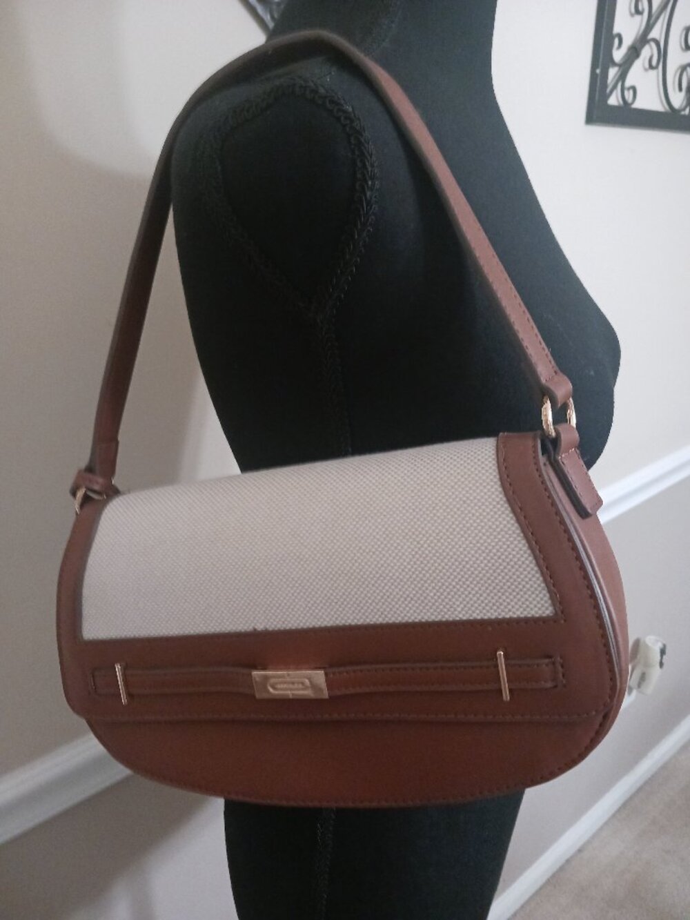 NWOT Anne Klein Canvas Colorblock Flap Shoulder Bag